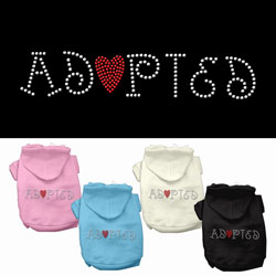 Adopted Rhinestone Fleece Dog Hoodie