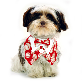 Baseball Dog Vest with Bowtie