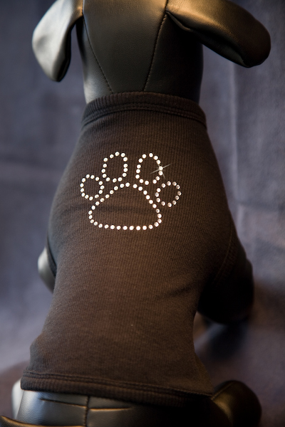 Paw Print Black Rhinestone Dog Tank
