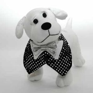 Black Velvet and Silver Dog Dog Vest with Bowtie