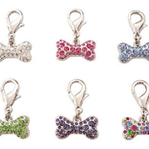 Crystal Bone Dog Collar D-Ring Charm Multicolor