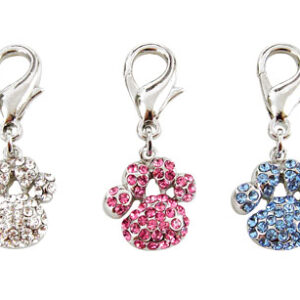 Pave Paw Dog Collar D-Ring Charm Clear