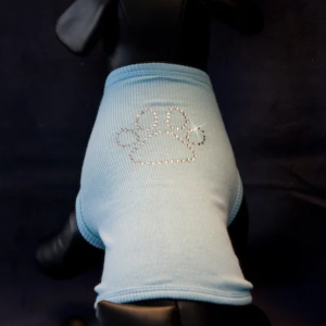 Paw Print Light Blue Rhinestone Dog Tank