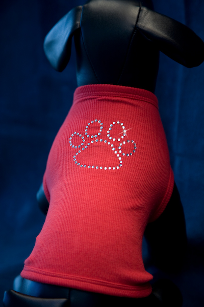 Paw Print Red Rhinestone Dog Tank
