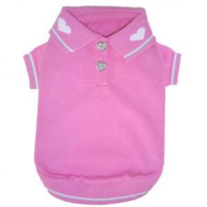 Hot Pink Heart Dog Polo