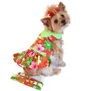 Hawaiian Red Hibiscus Dog Dress