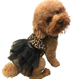 Retro Leopard Velvet Futu Tutu Dog Dress