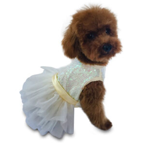 Fufu Tutu Ivory Hollywood Hologram Sequin Dog Dress