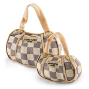 Checker Chewy Vuiton Purse Dog Toy