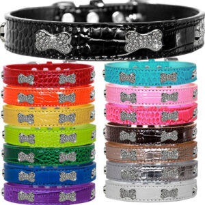 Crystal Croc Bone Dog Collar