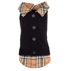 Black and Plaid Dog Cardigan