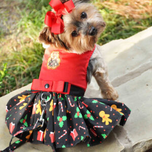 Christmas Gingerbread Dog Dress and Leash