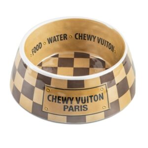 Checker Chewy Vuiton Dog Bowls