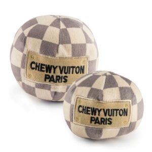 Checker Chewy Vuiton Plush Ball Dog Toy