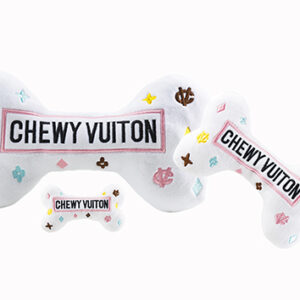 White Chewy Vuiton Bone Dog Toys